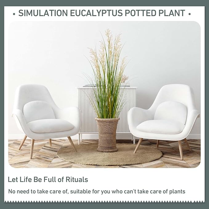 Artificial Plant, 47in Tall, 2pk Grass, Faux House Plants in Pot, Indoor Decorative Flowers &Greenery for Home and Office, Ideal Housewarming Gift