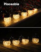 PARTPHONER Solar Lanterns Solar Lights Outdoor Waterproof 18-Pack, Solar Powered Hanging Lights Cracked Glass Hanging Globes for Christmas Decoration, Shepherd Hook, Garden Tree Ornaments