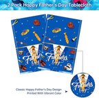 2 Pack Fathers Day Tablecloth - Happy Father's Day Table Cloth, Plastic Disposable Rectangle Blue Father Day Table Cover for Fathers Day Decorations Party Decor Supplies Favors,108 x 54 Inch