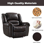 CANMOV Leather Recliner Chair Set of 2, Classic and Traditional Manual Recliner Chair with Comfortable Arms and Back,Manual Single Recliner Sofa for Living Room, Dark Brown