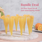 Prestee Set of 24 Clear Plastic Champagne Flutes - 4.5 oz Capacity Shatterproof Disposable Glasses - Suitable for Weddings, Cocktail Parties, and Outdoor Celebrations