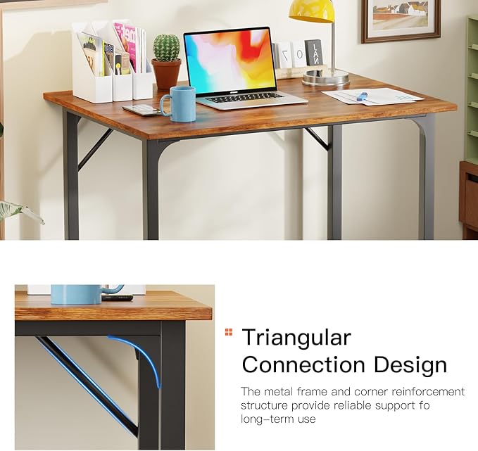 PayLessHere | 32 Inch Computer Desk | Vintage | Office Desk with Metal Frame, Adjustable Feet | Water-Resistant, Scratchproof Surface | Sturdy Writing Table for Home Office or Study | Pack of 1