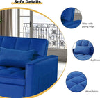3 in 1 Sleeper Sofa Bed, Futon Sofa Bed for Living Room with Side Pocket, Blue Sleepers Sofas Couch with Pullout Beds, Convertible Love Seat Sleepers couch for Living Room, Bedroom, Small Space