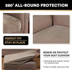 PrinceDeco Velvet Sofa Cushion Covers, Stretch Couch Cushion Covers for Individual Seat Couch Slipcover Sets Furniture Protector for Loveseat Sofa Cushion Width Up to 29.5", Taupe