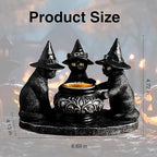 Halloween Black Cat Candle Holder, Cute Halloween Table Decor & Mantel Decoration (Black)