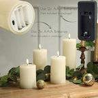 LUSHABOR Flameless Candles, 4 Pack Battery Operated Candles with Remote, Real Wax LED Fake Candles with Timer Flickering for Christmas Wedding Home Party D3 H 5" 6" 7" 9" Ivory