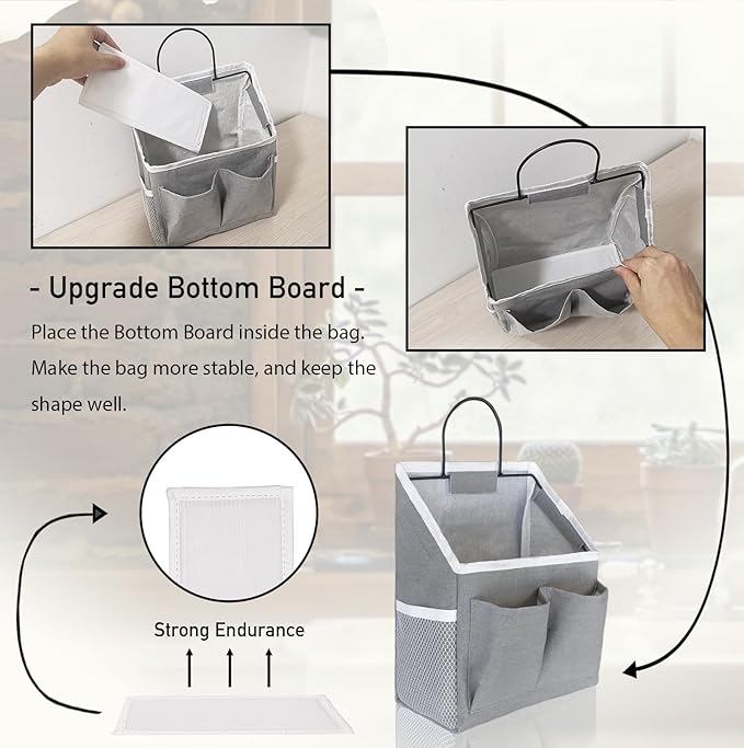 1pcs Small Wall Hanging Baskets for Organizing, Hanging Storage Bag as Over the Door Organizer, Wall File Organizer, Rv Storage and Organization. For Bedroom, Office, Camper (1pcs Gray)