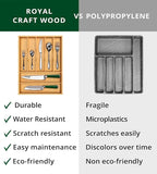 ROYAL CRAFT WOOD Luxury Bamboo Utensil Rack and Silverware Organizer, Kitchen Drawer Organizer - Utensil Holder and Cutlery Tray with Grooved Drawer Dividers for Flatware 7 Slot, Natural