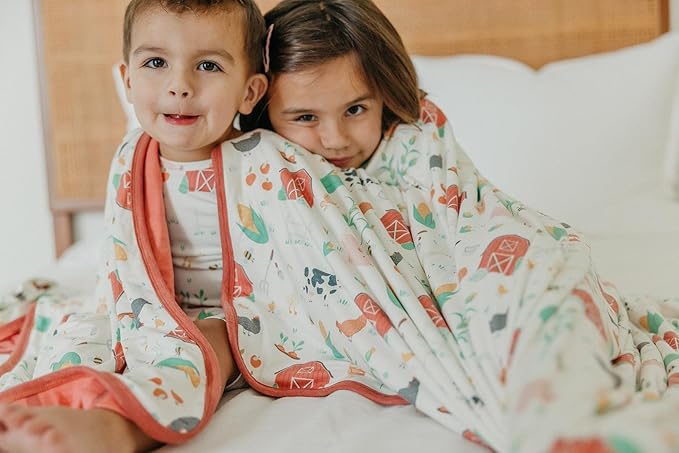 Copper Pearl Jumbo 3-Layer Baby Blanket: Soft Baby Quilts for Boys and Girls | Breathable, Cozy, Toddler Blanket | Baby Quilt for Newborns | 46x46 Premium Polyester/Rayon | Farmstead