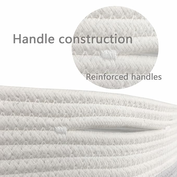 COMFY-HOMI Medium Cotton Rope Basket With Handles for Shelves|Dog Toy|Baby Gift Basket Empty for Organizing|NEW Generation 13.5" x 11" x 9.5" Living Room (Navy Blue)