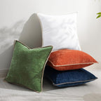 decorUhome Fall Chenille Soft Throw Pillow Covers 16x16 Set of 2, Farmhouse Velvet Neutral Decorative Euro Pillow Covers with Stitched Edge for Couch Sofa Bed Home Decor, Forest Elf