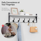 Tatub 29" Coat Rack Wall Mount with Shelf, Entryway Wall Hooks with Shelf, Coat Hangers for Bathroom, Living Room, Bedroom, Rustic White