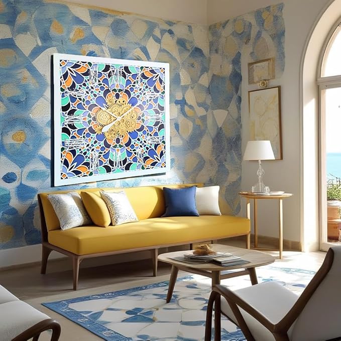 The Gears Clock Wall Clock Italy Collection with Moving Gears (Tramonti, 36 inch Square)