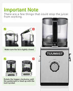 Cold Press Juicer Machines – 6.5'' Large Feed Chute for Whole Fruits & Vegetables, High Juice Yield, Easy To Clean