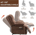 Large Power Lift Recliner Chair with Massage and Heat for Elderly, Ergonomic Backrest, Infinite Adjust, 2 Side Pockets,USB and Type-C Ports, Chenille Brown