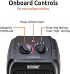 Electric Ceramic Portable Space Heater with Thermostat and Fan, Built-in Overheat Sensor, and Safety Tip-Over Switch, ST-MTPTC113