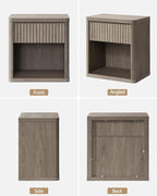 SICOTAS Large Nightstand with Drawer Storage - Grey Alder