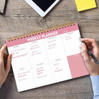 Weekly Planner Notepad - 7" x 10" Weekly Pad Organizers Habit Tracker Journal for Man & Women, 52 Sheets, 100gsm Paper, Undated Weekly To Do List Notepad with Your Life, Pink