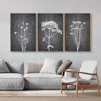 Tinonedraw Black and White Botanical Framed Canvas Wall Art Set, Vintage Floral Wall Decor, Dark Academia Minimalist Plant Art Paintings, Abstract Wildflower Art Print for Living Room Bedroom 16"x24"x3