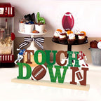 COCHIE Metal Football Touchdown Sign, Green Super Football Bowl Game Tailgate Party Decorations for Home, Office, Shelf, Mantel, Indoor, Touch Down Table Toppers Decor (Superbowl)