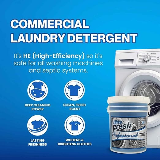 Ultra Fresh® Professional™ Commercial Laundry Detergent, 5 Gallons – Liquid with Easy Dispensing Pump for All Machine Types, up to 640 Loads