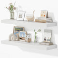 36 Inches Floating Shelves for Wall, 9.3" Deep Long Floating Shelves Set of 2, Large Display & Storage Shelf, Wall Shelf for Bathroom Bedroom Living Room Kitchen Office, White