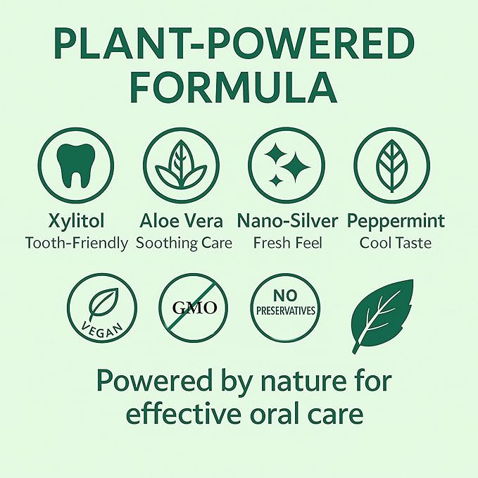 Xyli Swish - All Natural Formulated Nano Silver, Xylitol & Aloe Mouthwash - Alcohol and Fluoride Free - Oral Rinse to Fight Bad Breath & Dry Mouth - Peppermint Flavor - 16oz.