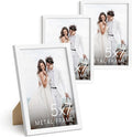HAUS AND HUES 5x7 White Metal Picture Frames - Photo Frames 5X7 - Features Premium Aluminum, Vertical Hanging, Easel Back for Tabletop, Home, Office (5x7 in, White, Set of 3)