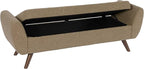 HomePop Modern Storage Bench with Wood Legs Home Décor|Bench with Storage for Living Room & Bedroom - Brown Boucle