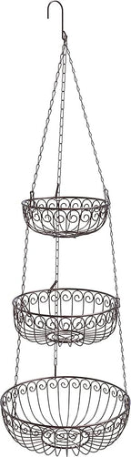 Simple Houseware 3-Tier Fruit Hanging Basket, Bronze