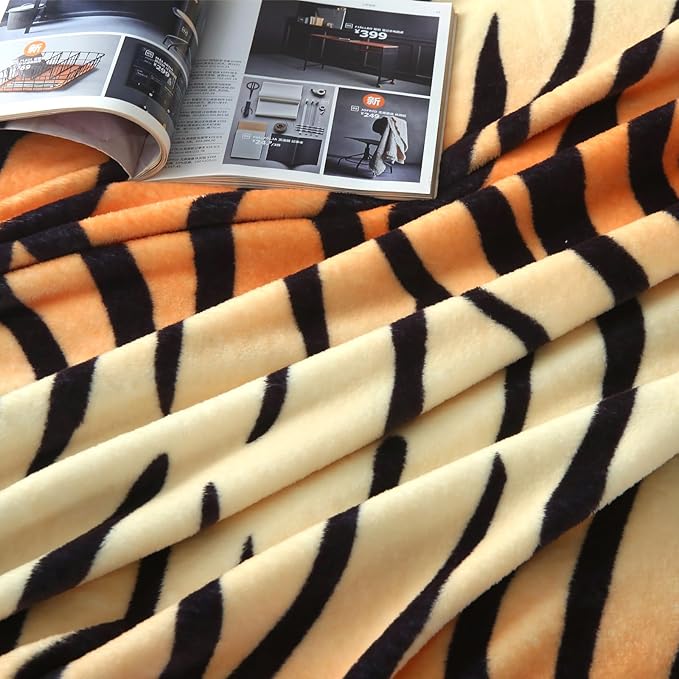 MERRYLIFE Tiger Stripe Print Throw Blanket Decorative Fleece Throw | Ultra-Plush Colorful | Couch Blanket Travel Lap | Home Gift Use(50" 60",Tiger)