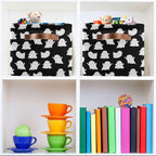 Storage Basket Bin Halloween Ghosts Organizer Basket Collapsible Shelf Basket Cube with handle for Nursery Bedroom Bathroom (white 24)