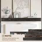 72x8x3 Fireplace Mantel - Handcrafted Hollow Rustic Solid Wood Wall Mounted Floating Shelf with Invisible Heavy Duty Wood Bracket (Weathered Black)