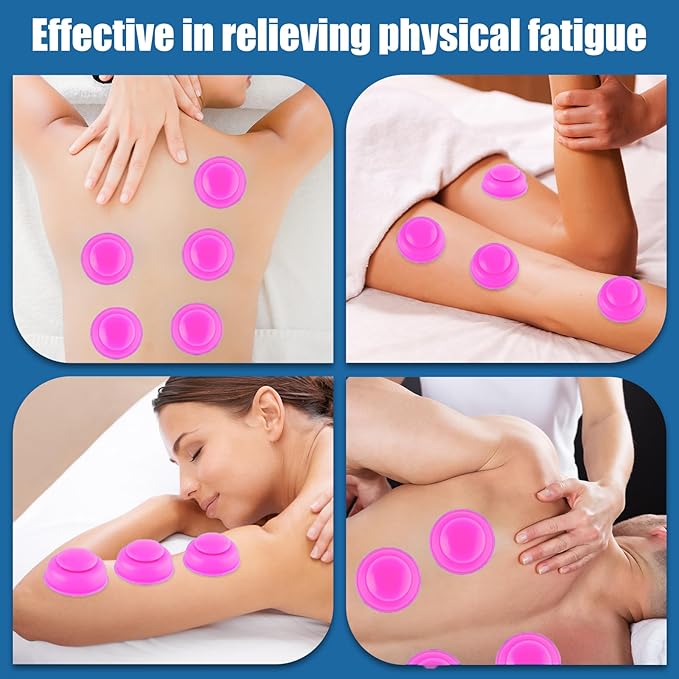 Silicone Cupping Therapy Sets 10pcs,Professional Vacuum Cupping for Myofascial Massage/Joint Pain/Anti Cellulite/Deep Muscle Relief & More(10pcs,Pink)