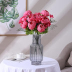 Duovlo Springs Flowers Artificial Silk Peony Bouquets Wedding Home Decoration,Pack of 1 (Spring Pink)