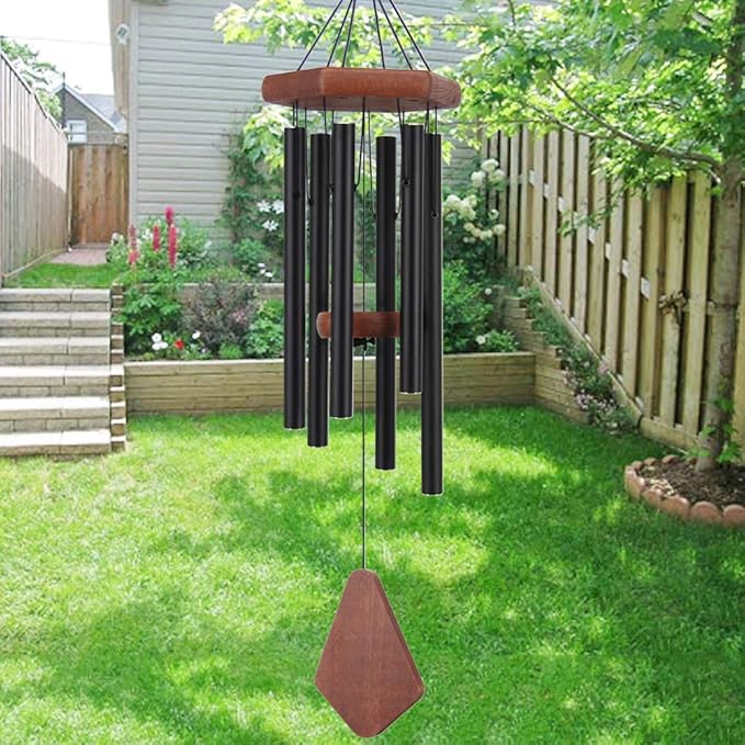 Small Wind Chimes for Outside, Wind Chimes Outdoor Tuned Soothing Melody, Wind Chime for Mom/Housewarming, Black WindChimes Outdoors Decoration.