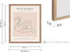 Poster Master Vintage Poster - Retro One Line Swan Drawing Print - Swan Art - Bird Art - Minimal Gift for Her, Animal Lover - Abstract Decor for Home, Office, Bedroom, 11x14 Beige Framed
