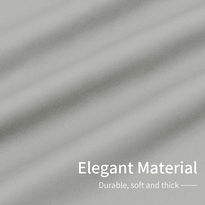 Easy-Going Blackout Curtains for Bedroom, Solid Thermal Insulated Grommet and Noise Reduction Window Drapes, Room Darkening Curtains for Living Room, 2 Panels (34x45 in, Greyish White)