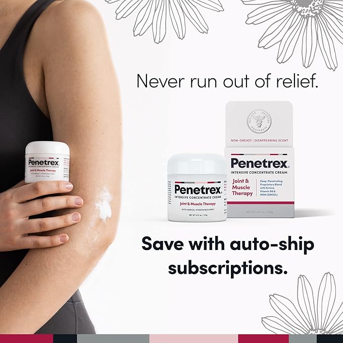 Penetrex Joint & Muscle Therapy - Soothing Comfort for Back, Neck, Hands, Feet - Premium Whole Body Rub with Arnica, Vitamin B6 MSM & Boswellia - 4oz Cream (3 Pack)