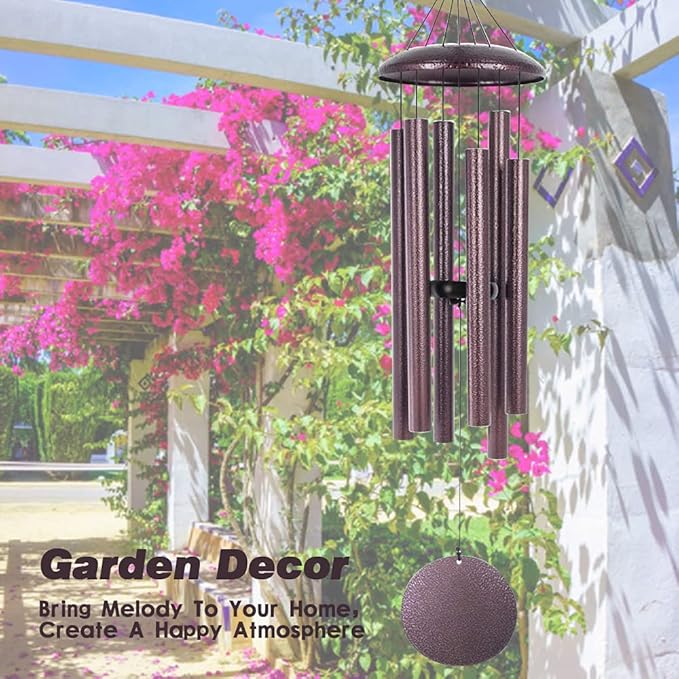 ASTARIN Wind Chimes, 36 Inch Large Metal Outdoor Chimes with 6 Tubes, Deep Tone, Tuned for Garden, Balcony, Patio & Home Decor. Bronze