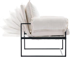 YISHENG Accent Chair with 6-Angle Adjustable Backrest, Chenille Fabric Living Room Chair Upholstered Lounge Chair, Modern Chair Cozy Reclining Chair for Reading Room, 1PC White