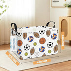 LANGYASHAN Rectangular Storage Bin Collapse Canvas Fabric Cartoon Storage Basket with Handles for Organizing Home Kitchen Boys and Girls Toys Office Closet Shelf Baskets (Rec Colorful Balls)