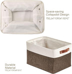 DECOMOMO Storage Bins Fabric Storage Baskets for Shelves, Linen Closet Organization Toys Nursery (Brown and White, Large - 4 Pack)