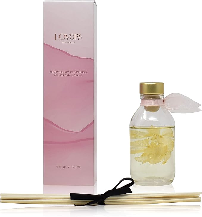 LOVSPA Reed Diffuser Set, Soothe Tahitian Vanilla Bean Scented Oil Diffuser with Sticks, Home Fragrance Accessories for Bathroom Shelf Decor, Aroma Diffusers for Home or Office Fall Decor, USA Made