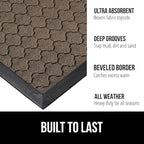 GORILLA GRIP 100% Waterproof All-Season WeatherMax Doormat 35x23, US Designed Natural Rubber, Stain and Fade Resistant, Low Profile Indoor Outdoor Door Mats, Easy Clean Patio Mat, Latte Quatrefoil