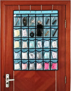 Classroom Pocket Chart for Phone Calculator Holder Over The Door Hanging Closet Jewelry Organizer with 30 Clear Pockets (Blue)