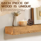 48x7x3 Fireplace Mantel - Solid Rustic Wood - Wall Mounted Floating Shelf with Invisible Heavy Duty Steel Bracket (Natural Wood)