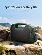 IPX7 Waterproof Bluetooth Speaker, 40W (60W Peak) Portable Wireless Speakers, 32H Playtime, Stereo Loud Sound, Deep Bass, Bluetooth 5.0, Built-in Mic for Camping, Party, Outdoor, Gifts, Beach-Green