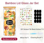 32 oz 8 Pcs Glass Jars with Bamboo Lids, Stackable Clear Food Storage Jars, Airtight Kichen Glass Pantry Storage Containers with Lids for Rice, Candy, Sugar, Flour, Nuts, Cookie, Coffee Bean