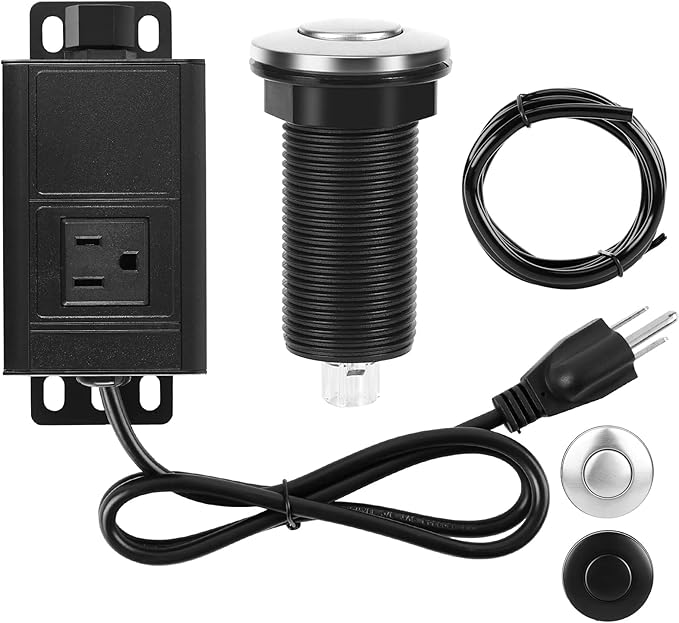 Air Switch Kit for Garbage Disposal, UL Listed Sink Top Air Switch for Food Waste Disposal, 3.58” Extra Long Air Button (Brushed Stainless Steel)